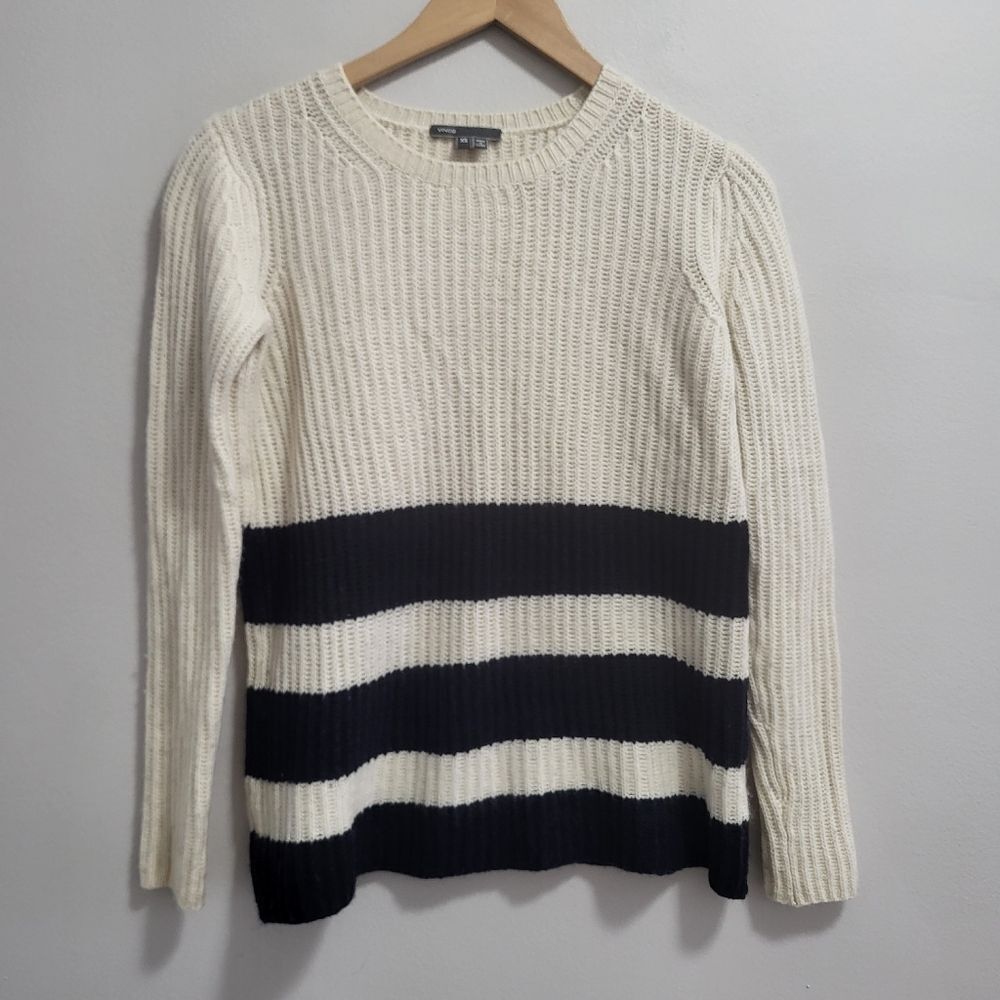 Vince Wool Cashmere Knit Minimalist Quiet Luxury Striped Sweater Size XS